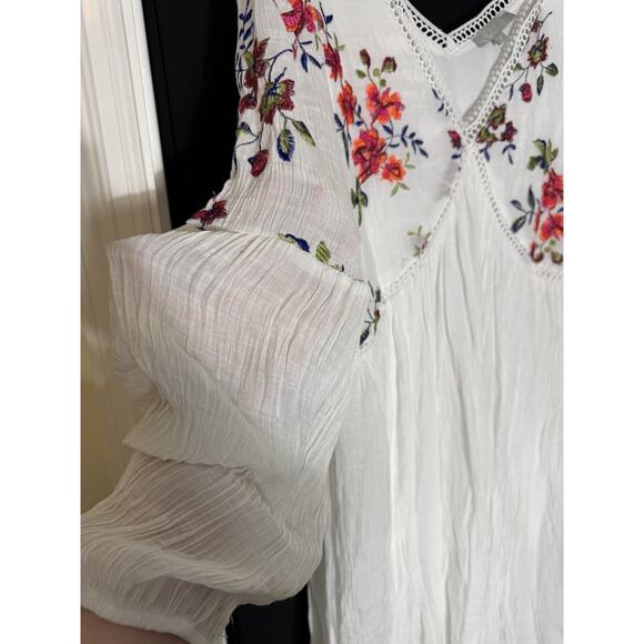 Fairy J Gee Embroidered Crochet Dress Women White Boho Peasant Cottage 1X Plus - Picture 3 of 8